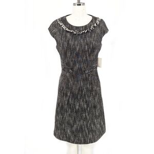 Nanette Lepore Tweed A Line Dress Black 4 preppy Business casual french parisian